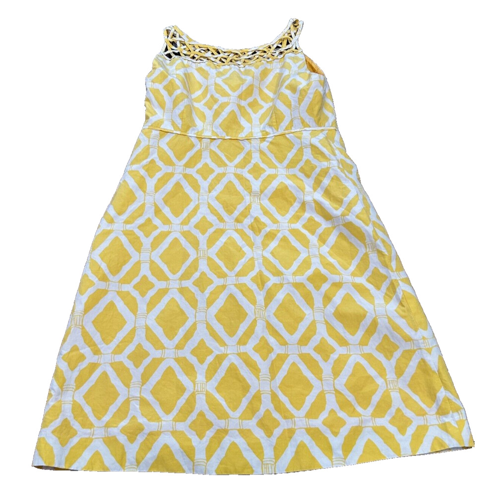 Lilly Pulitzer Women's Jacqueline Silk Shift Dress in Yellow Bamboo Print Size 0